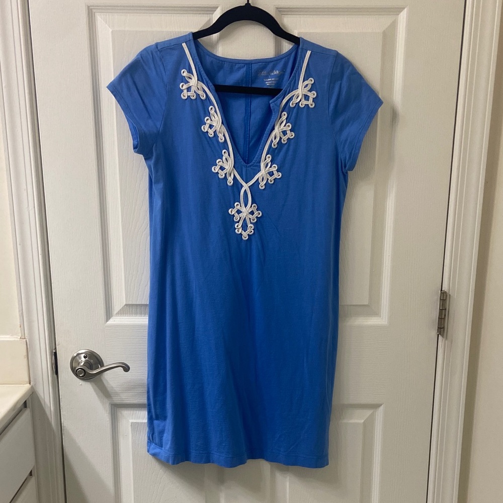 Lilly Pulitzer Blue Mini Dress with White Embroidery